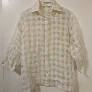 Sheer women’s button up blouse